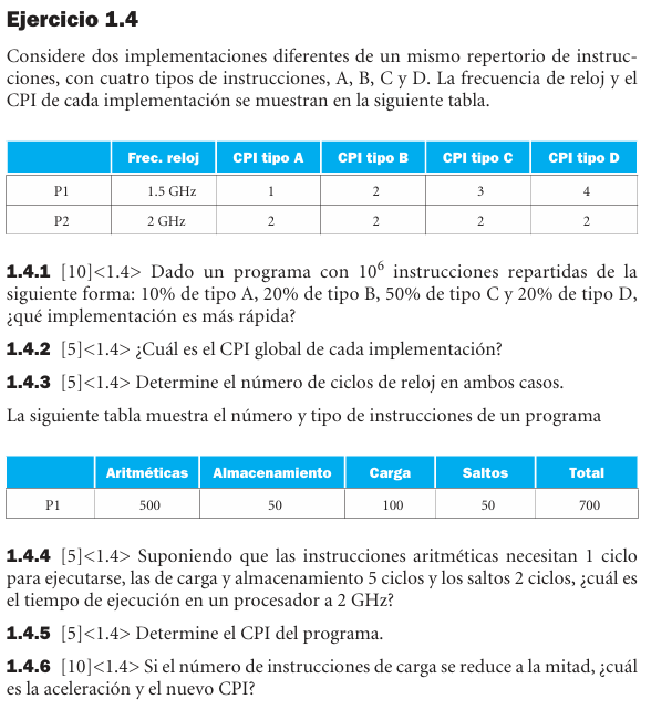 Ejercicio 1.4 de Hennessy y Patterson