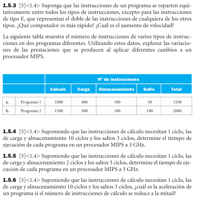 Ejercicio 1.5 de Hennessy y Patterson, captura 2
